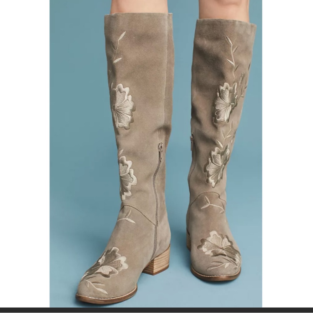 Anthropologie Seychelles Genuine Suede Embroidered Boots 10